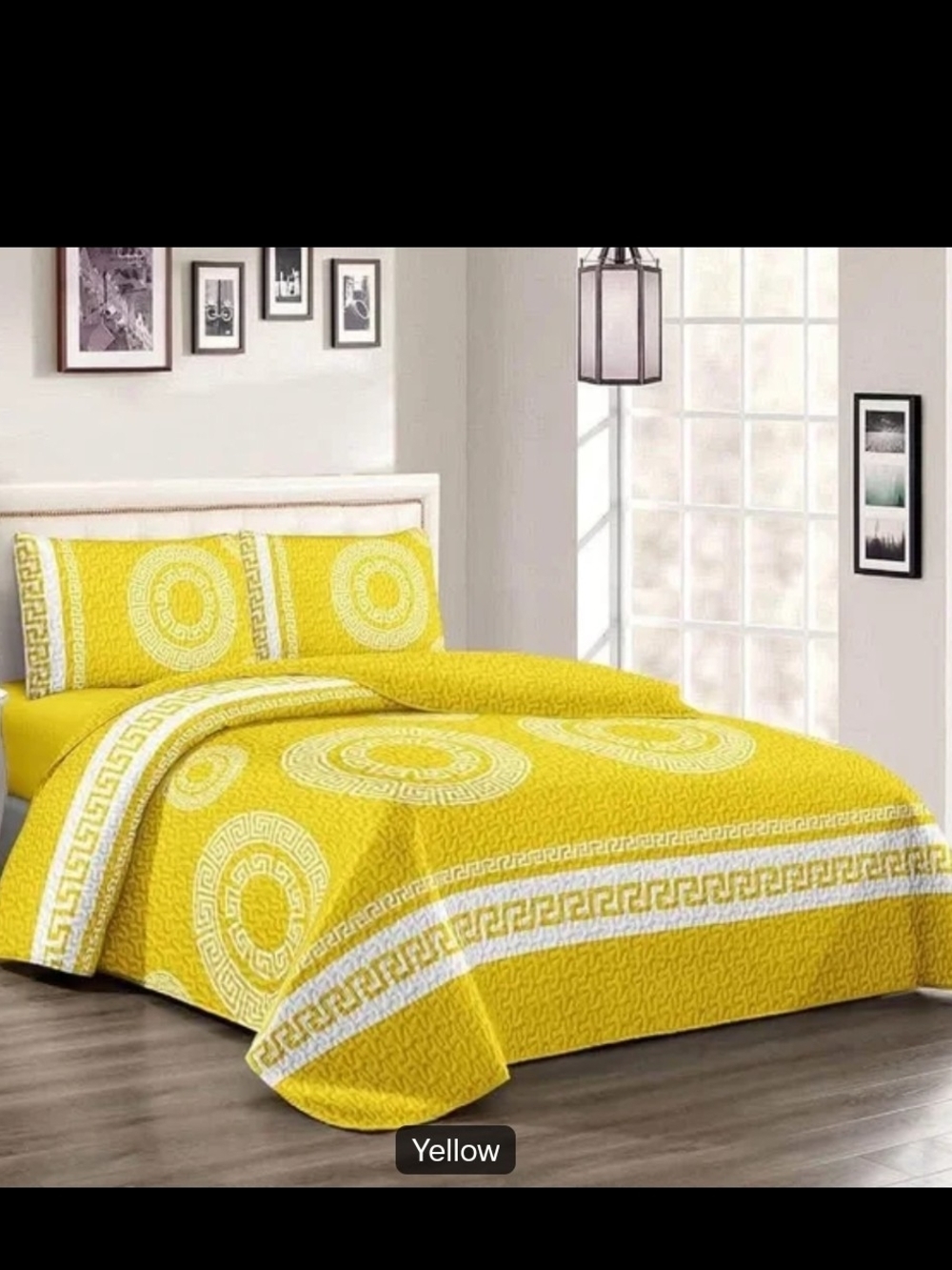 Orange and White Greek Key Quilt Set - Picture 4 of 6